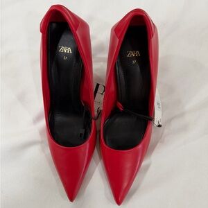 Zara Vibrant Red Pointed Heels
